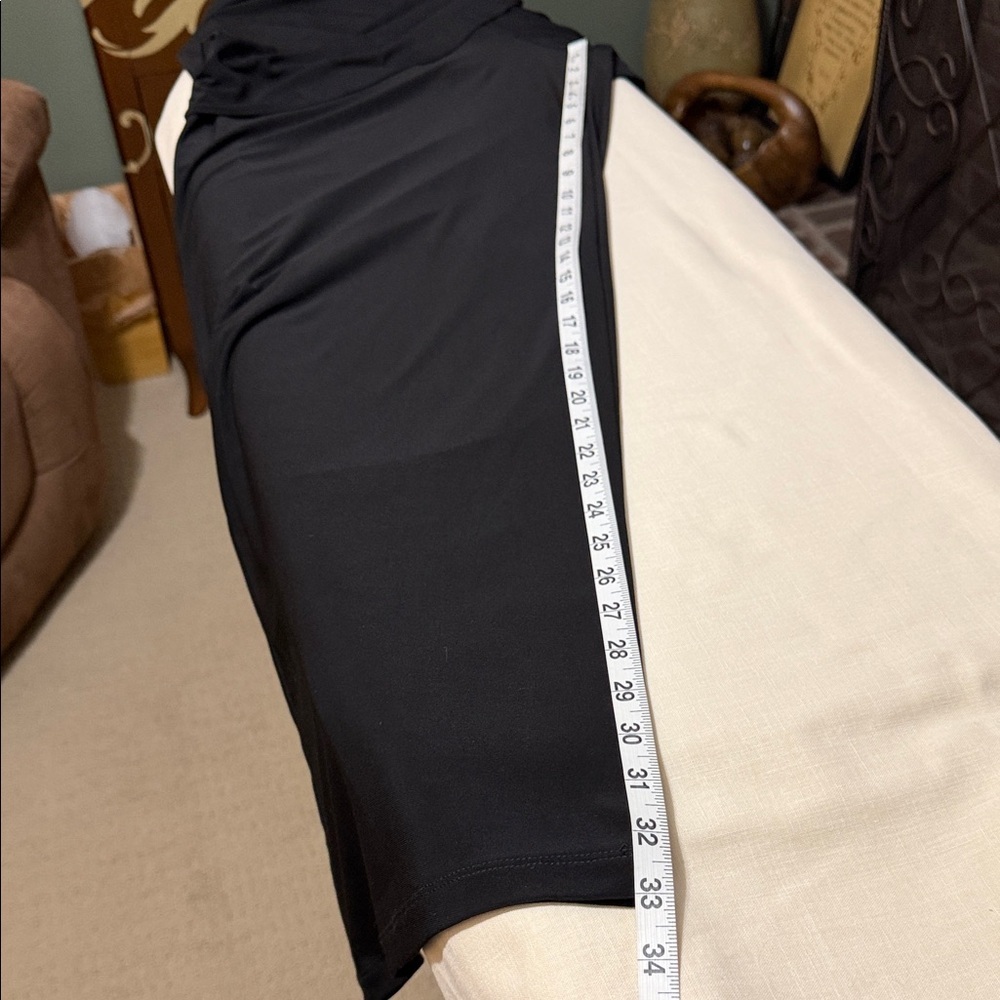 Adrianna Papell Black Wrap-Front Draped Cascade Wide-Leg Jumpsuit Romper Size 14 - Picture 14 of 15
